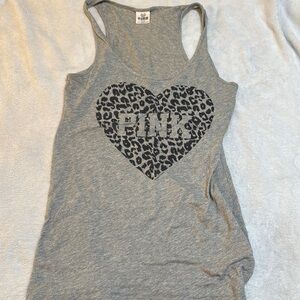 PINK Gray Leopard Heart Tank Top